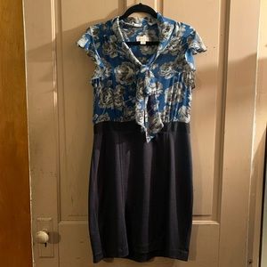 Loft floral blue & grey dress